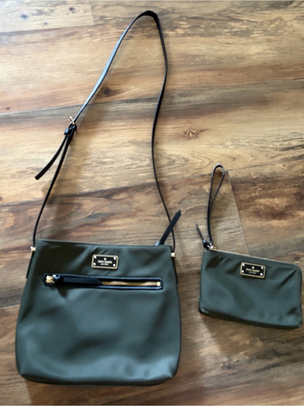 kate spade Olive Green Nylon Crossbody with Matching Wristlet